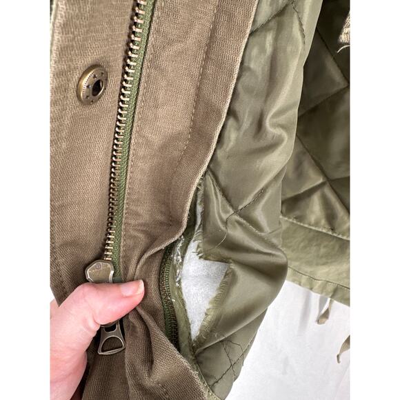 GAP Jacket Coat Womens XS Olive Green Lined Parka Utility Hooded Army Primaloft - Picture 7 of 7